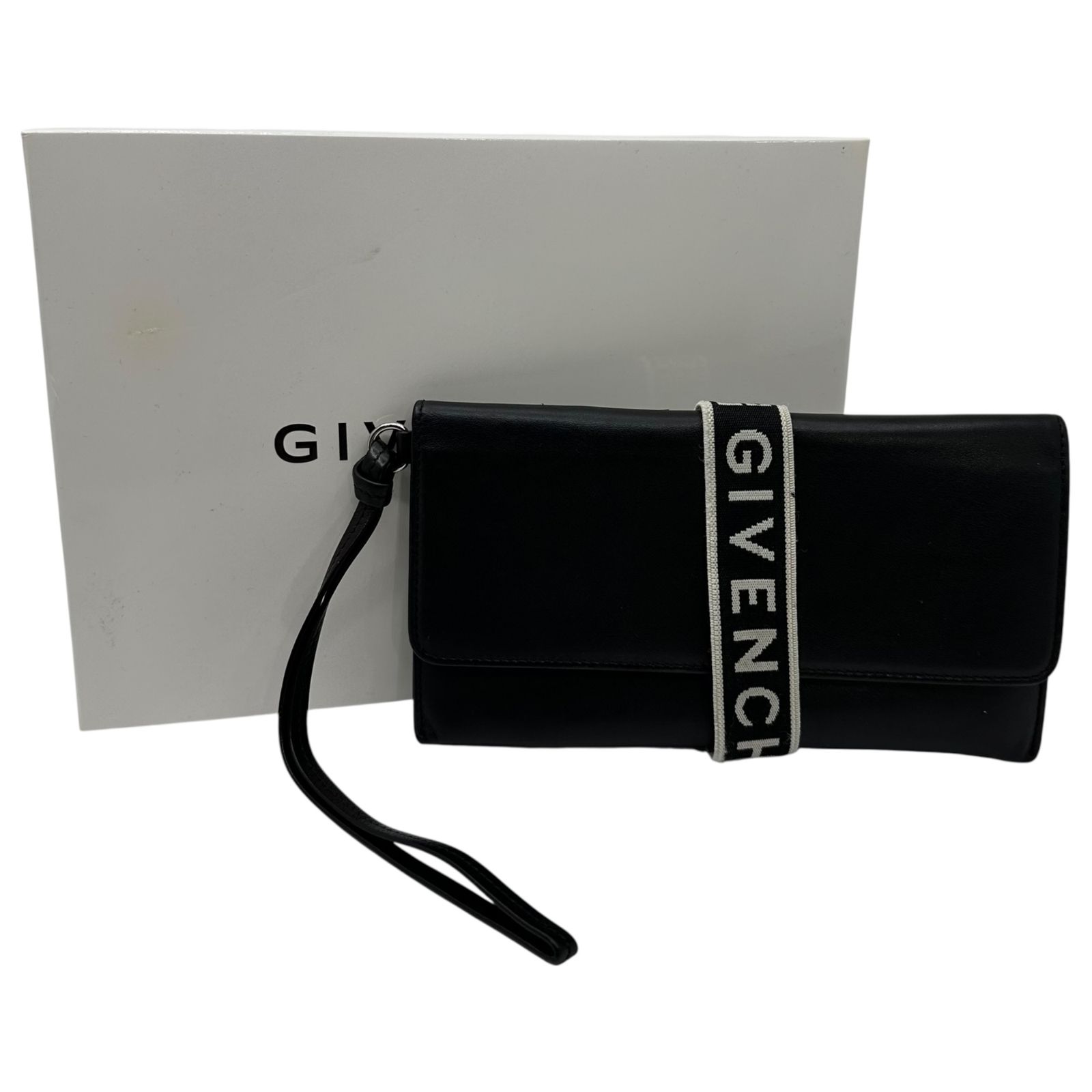 GIVENCHY ジバンシィ URBAN Clutch bag アーバン ロゴ バンド レザー クラッチ バッグ BB605HB0CQ 001 ブラック ウォレット 長財布