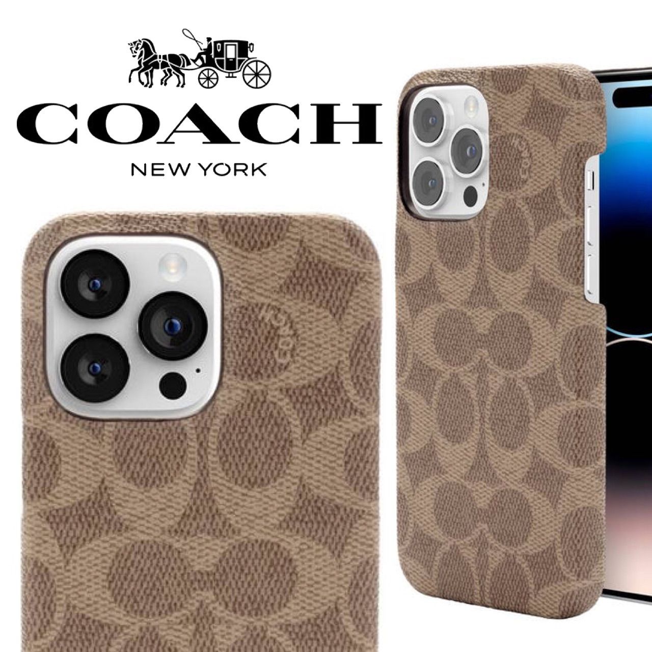 新品 COACH iPhone14 シグネチャー カーキ カバー pro