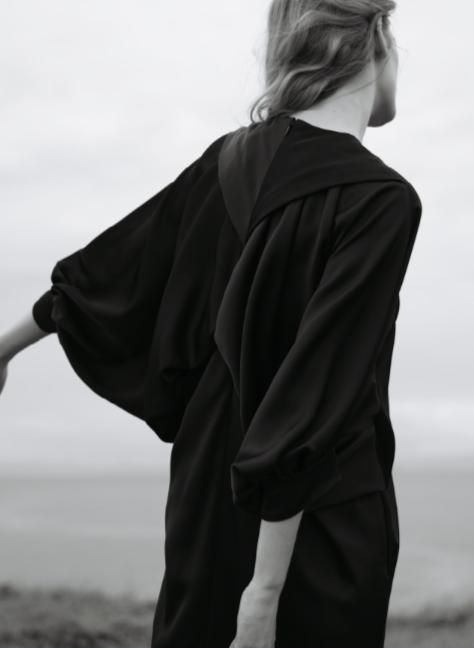 ♥タグ付 DOMELLE ブラウスワンピース プルオーバー 1 ブラック