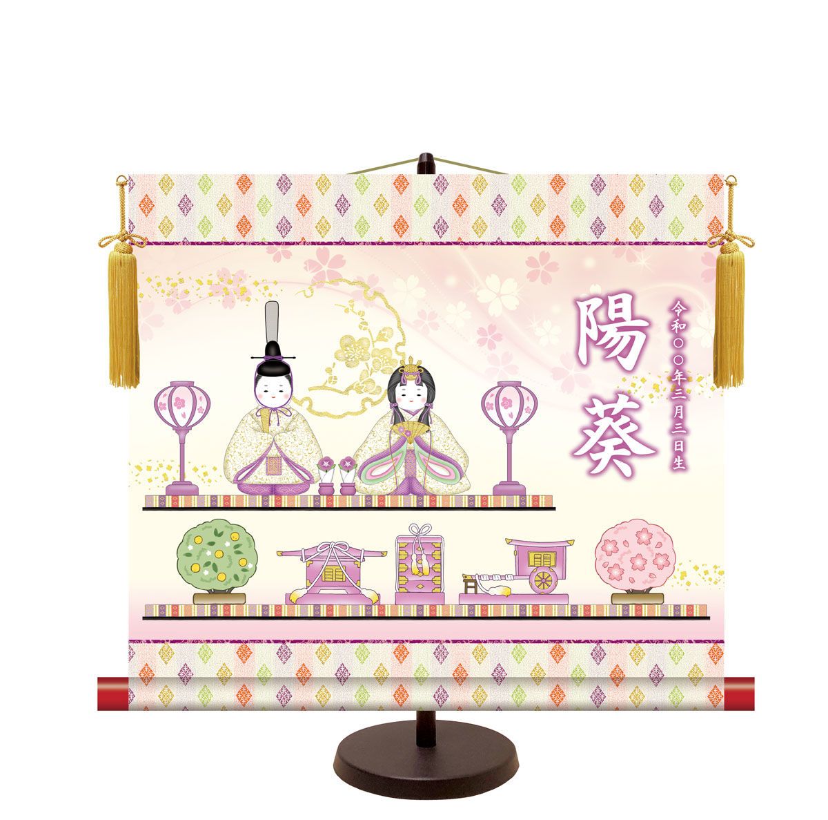 桃の節句の壁掛け③5蓮　吊るし飾り　吊るし雛 桃の節句の壁掛け③5蓮 吊るし飾り 吊るし雛