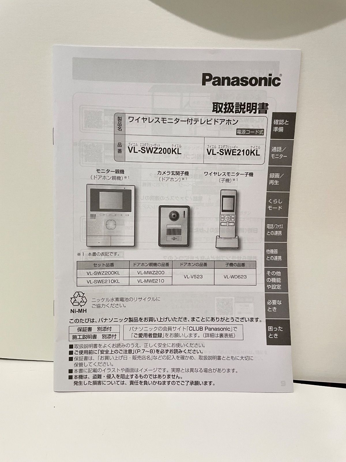 新品未使用】Panasonic パナソニック ドアホンモニター テレビドアホン
