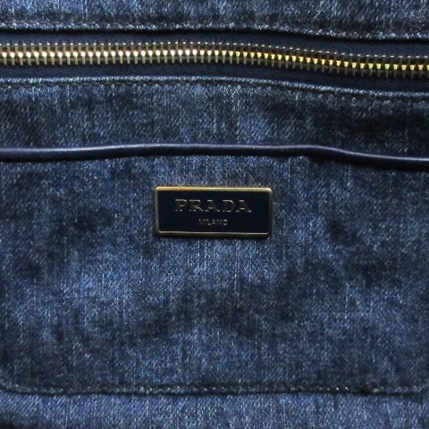 プラダ PRADA カナパ L デニム トートバッグ 三角プレート インディゴ ...