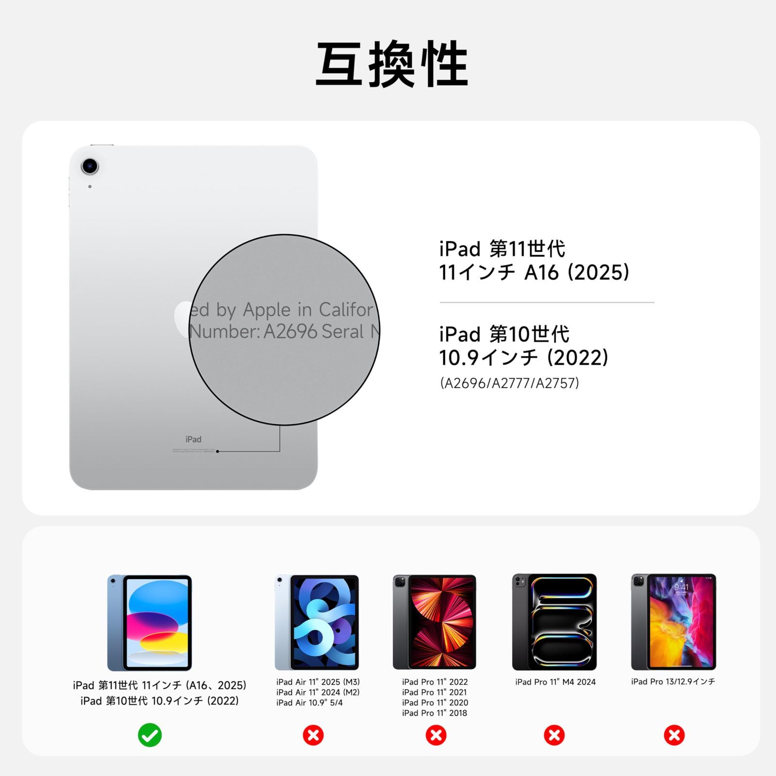 iPad第11 10世代用回転式＆着脱式キーボードケース
