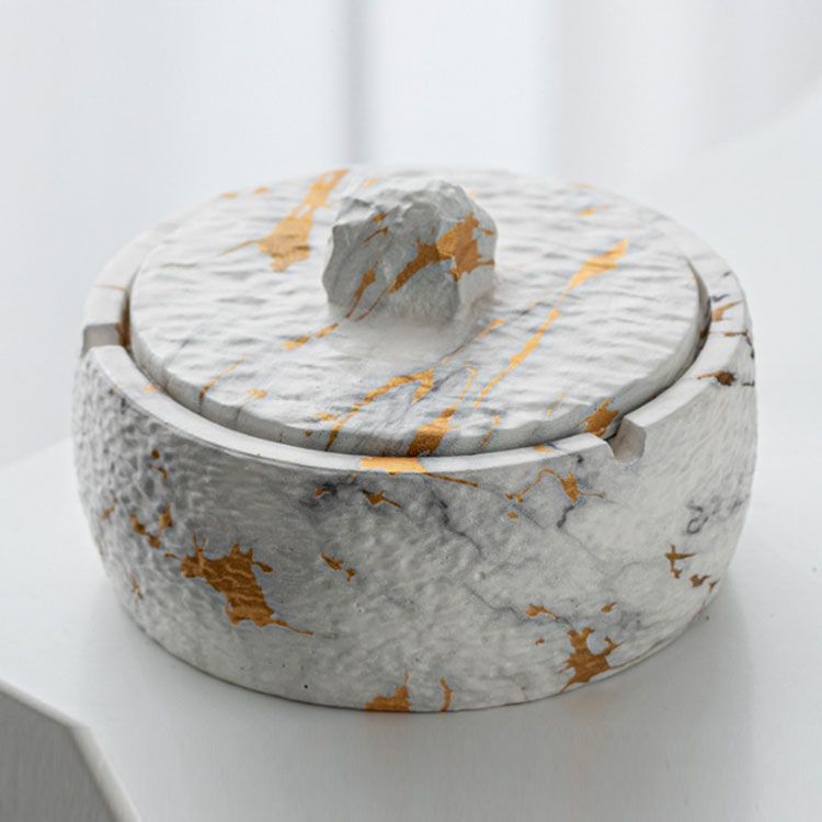 灰皿4個 オレンジ大理石 蓋つき 蓋 フタ付き フタつき 灰皿 蓋付き