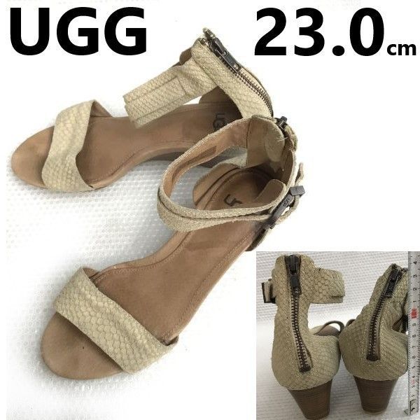 UGG ベージュ サンダル ウェッジヒール ゆ71☆ UGG サンダル ウェッジヒール レザー 切り替え シューズ