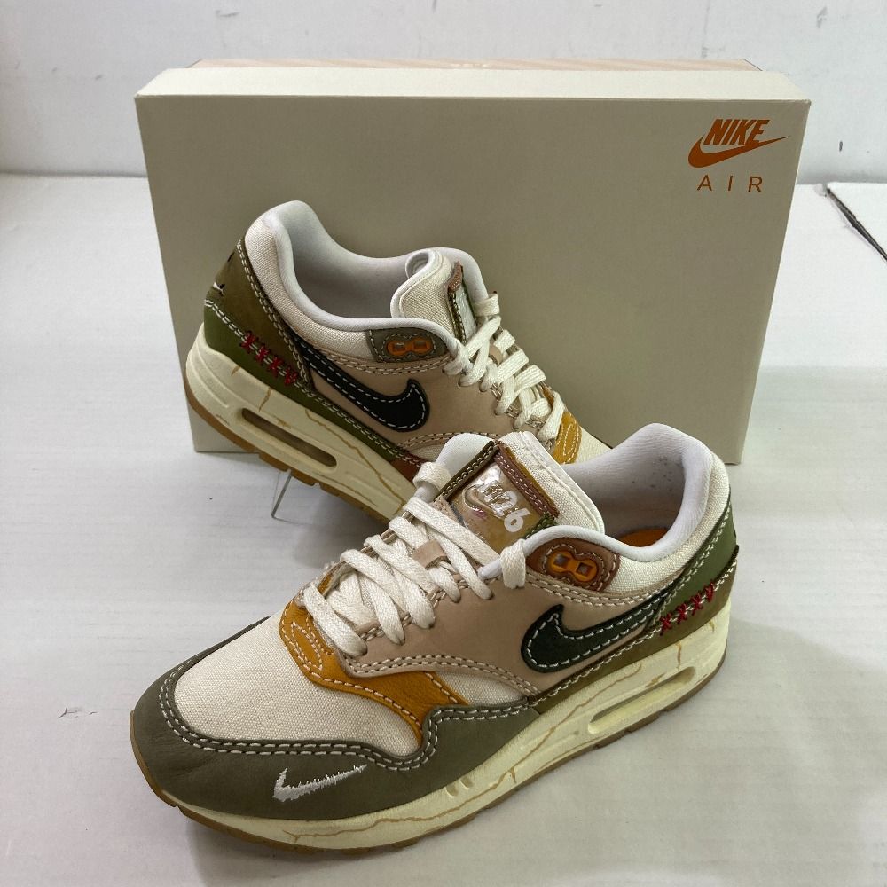 04w2805∞※【中古】 NIKE WMNS AIR MAX 1 PREMIUM ナイキ ウィメンズ エアマックス 1 プレミアム WABI-SABI 侘び寂び DQ8656-133 セイル/カーゴ カーキ/ミネラルクレイ 25cm スニーカー 【八王子店】