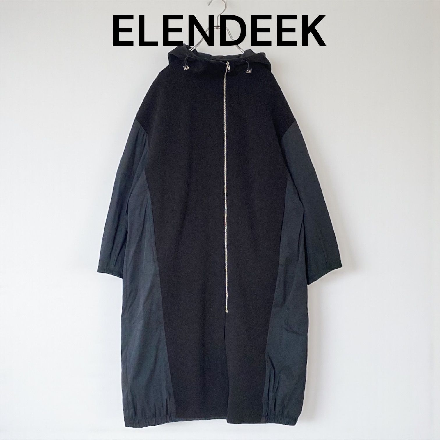 ELENDEEK エレンディーク リバーシブル 中綿 ロングコート ブラック