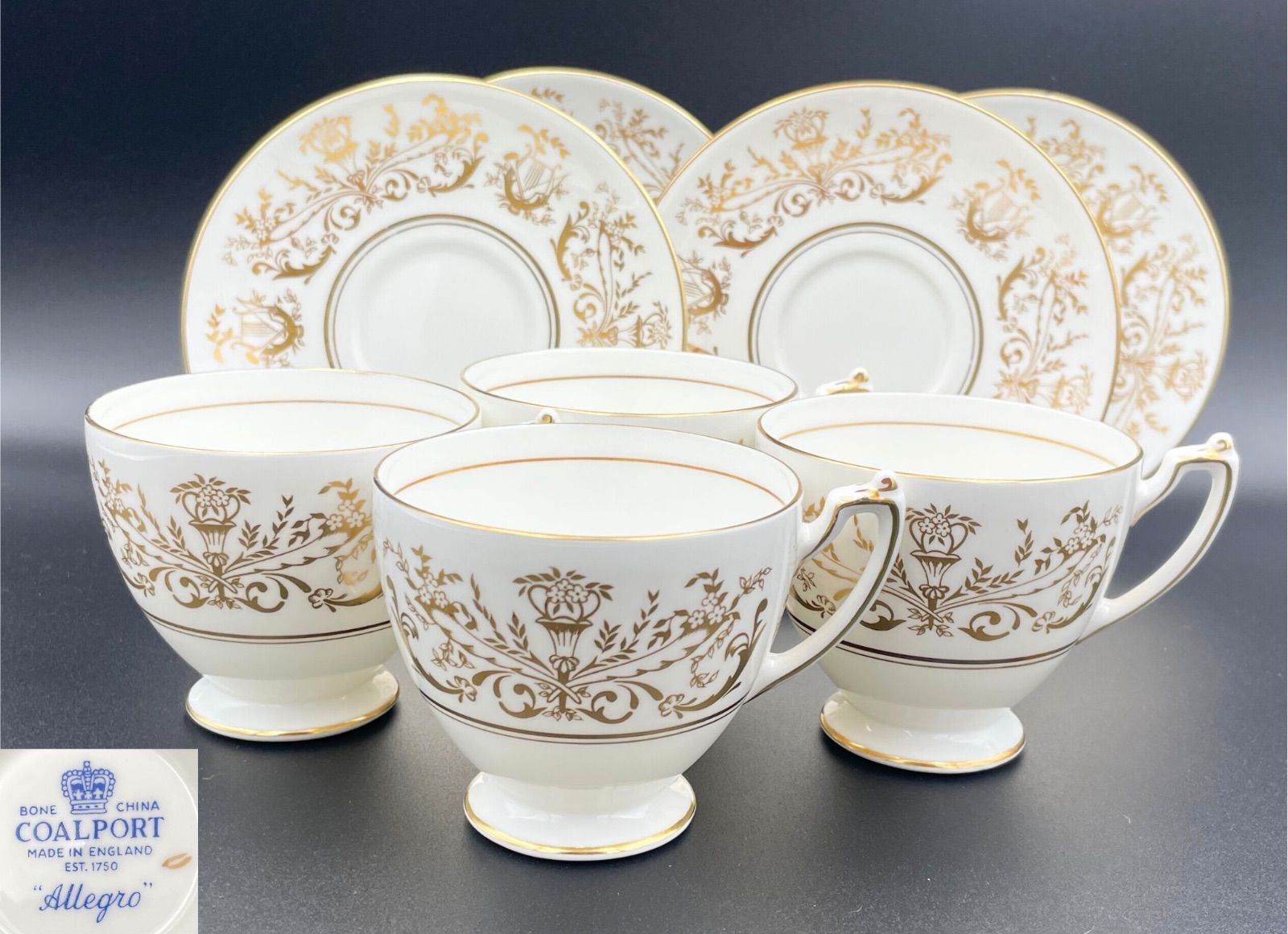 希少】コールポート カップ ソーサー 4客セット アンティーク 金彩