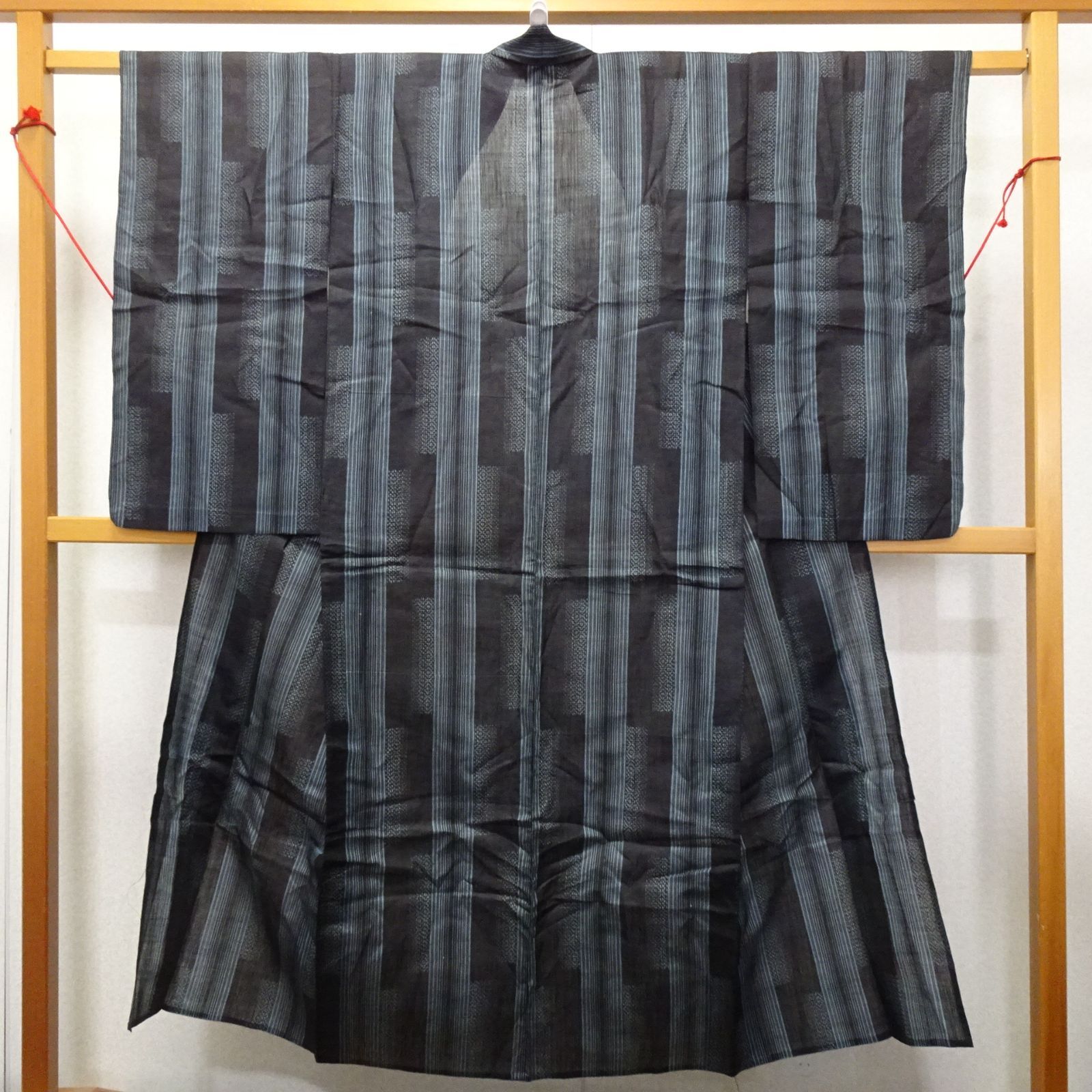 アンティーク 本麻 能登上布 着物 色入り 232063