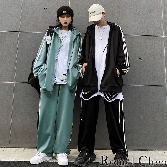 ロメルチェオ　ジャージ 速達発送】 RomelCheo ビッグシルエット ライン ジャージ 上下