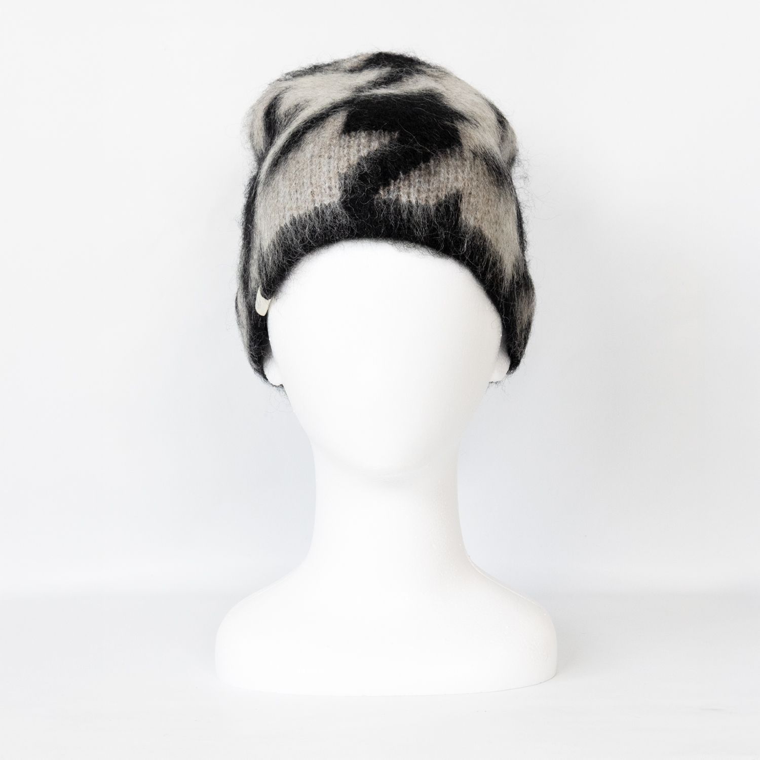 FAKE AS FLOWERS FAF HOUNDSTOOTH MOHAIR BEANIE BLACK ニットビーニー ニットキャップ モヘア 千鳥格子柄 ブラック