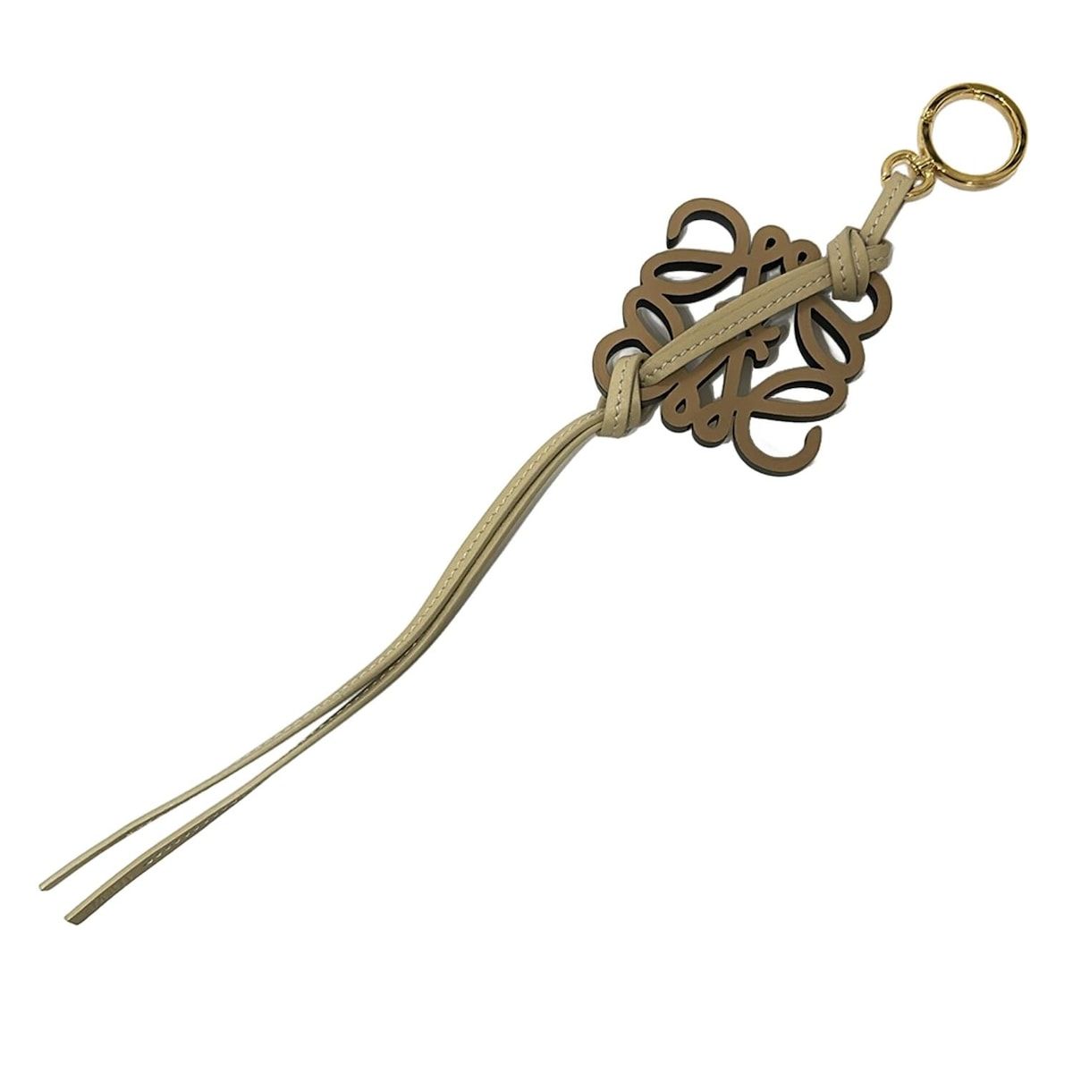 LOEWE ロエベ キーホルダー チャーム イエローベージュ×ベージュ レザー