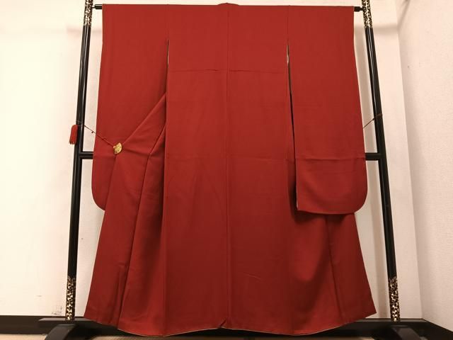 平和屋着物●豪華振袖 色無地 紅海老茶色 正絹 AABB8207ph