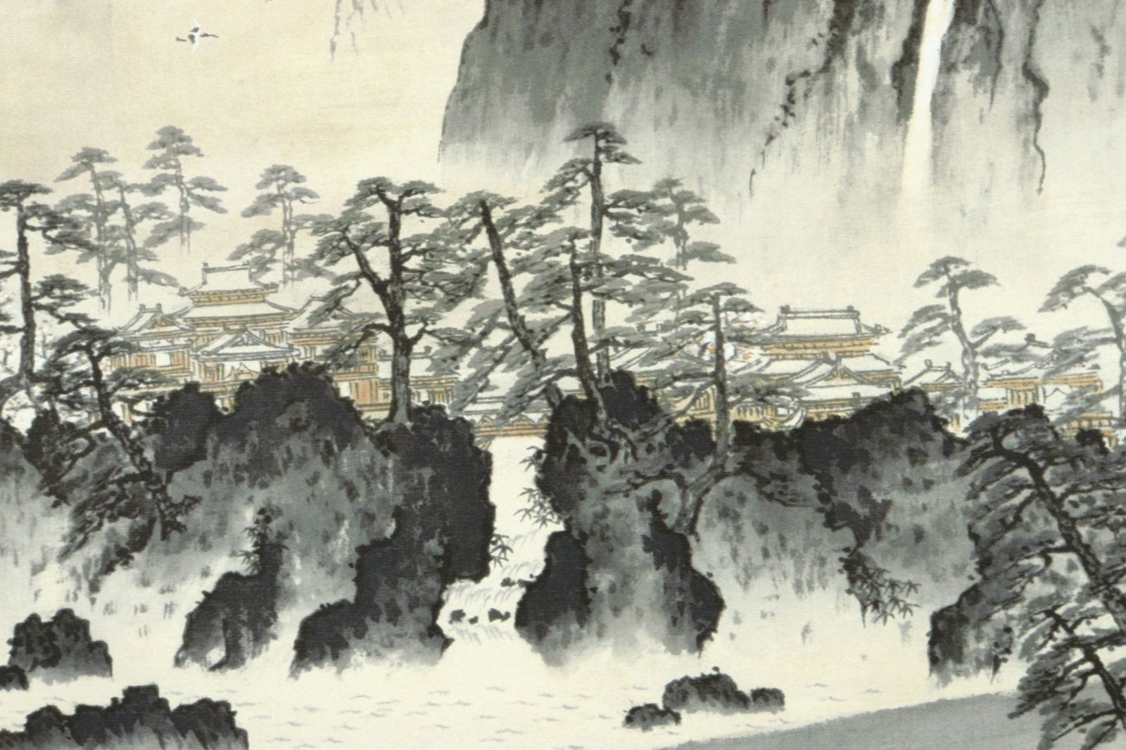 横山大観 「蓬莱神山」ピエゾグラフ掛軸 共箱 唐物 骨董 古美術 楾