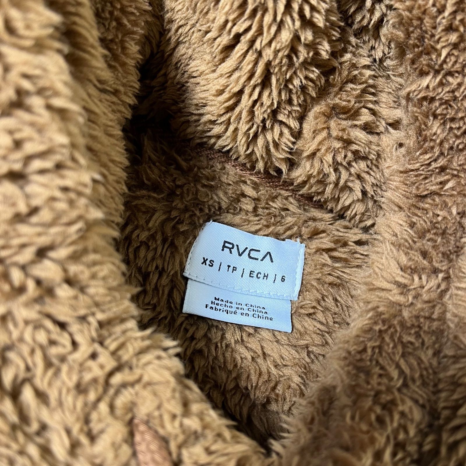 RVCA ルーカ ボアパーカー 刺繍ロゴ モコモコ ブラウン 大きめ(Mサイズ 