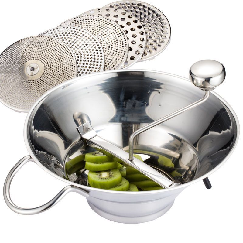 上質ムーラン 裏ごし器 フード ミル 5種類替刃付 大容量 SUS 304ステンレス製 果物 野菜 うらごし器 フードプロセッサー ミンサー