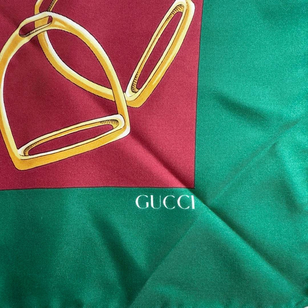 グッチ GUCCI 大判スカーフ バンダナ ホース 馬 緑 グリーン