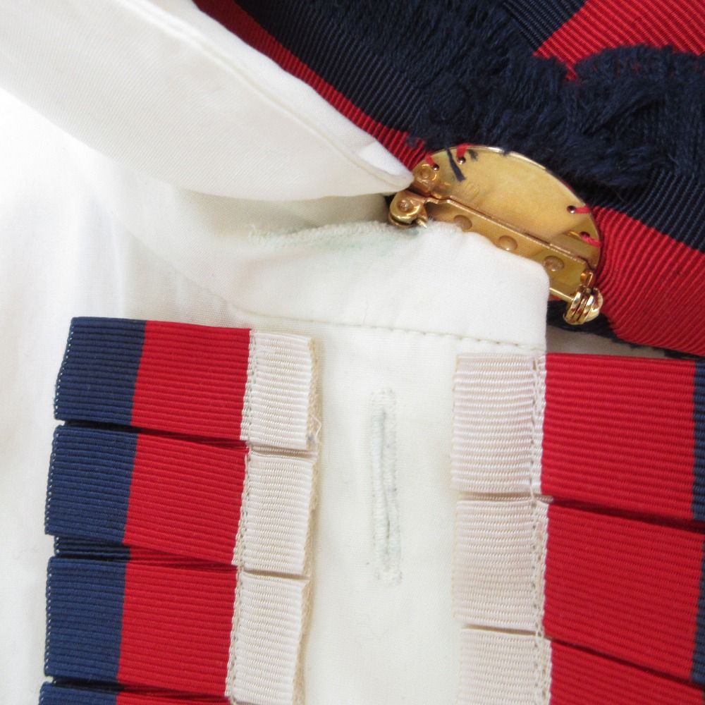 良品 GUCCI グッチ ウェブボウ リボンブローチ付き コットン