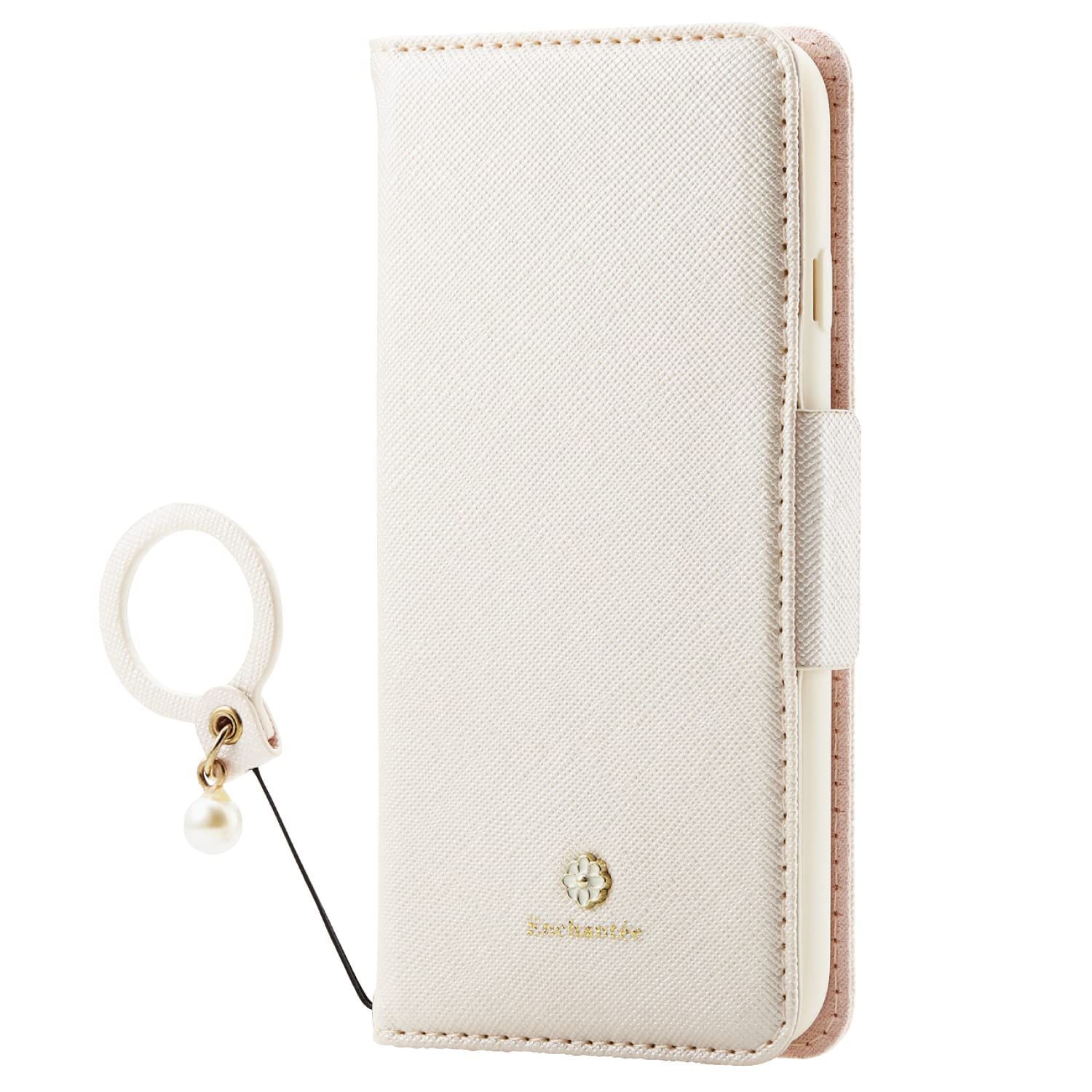 レザー 手帳型 ケース Enchante’e 用 7 フィンガーリング付き / / 8 ホワイト (第2世代/第3世代) SE PM-A22SPLFJM2WH iPhone エレコム