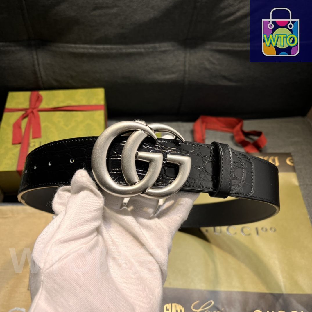 今日WTO】GUCCI New Model ブラックレザーベルト with GG