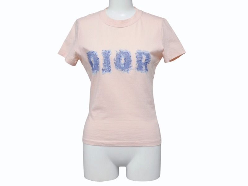 Christian Dior デニムプリント Tシャツ　半袖　ピンク Christian Dior クリスチャンディオール ロゴプリント 半袖T