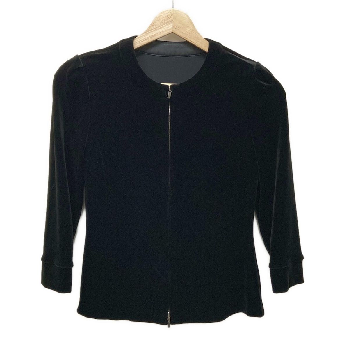 FOXEY フォクシー ブルゾン サイズ38 M レディース - 34489 黒 七分袖|ベロア|ジップアップ|春|秋