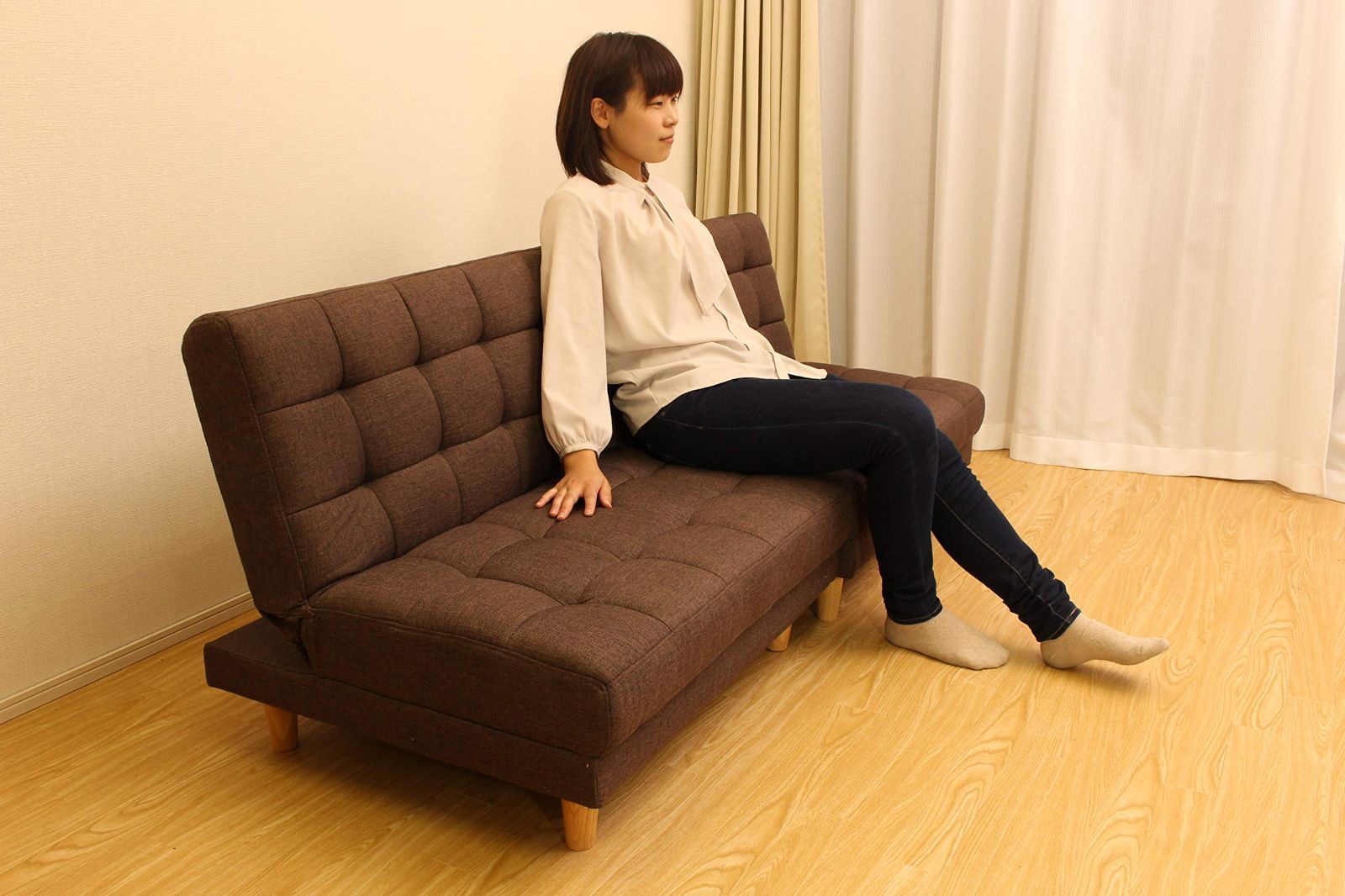 新着商品 ベッド カウチソファ ローソファ 天然木 ソファベッド ブラウン 2人掛け ビータ Vita 幅86×奥行70 90×高さ33 69cm 分割式 NEXPOTALLINN_EU