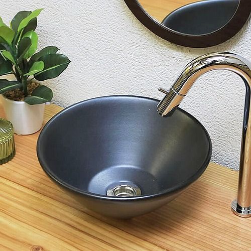 信楽焼 手洗い鉢 洗面ボウル 陶器 直径26cm ミニサイズ 黒マット 信楽焼 手洗い鉢 洗面ボウル 陶器 直径26cm ミニサイズ 黒マット