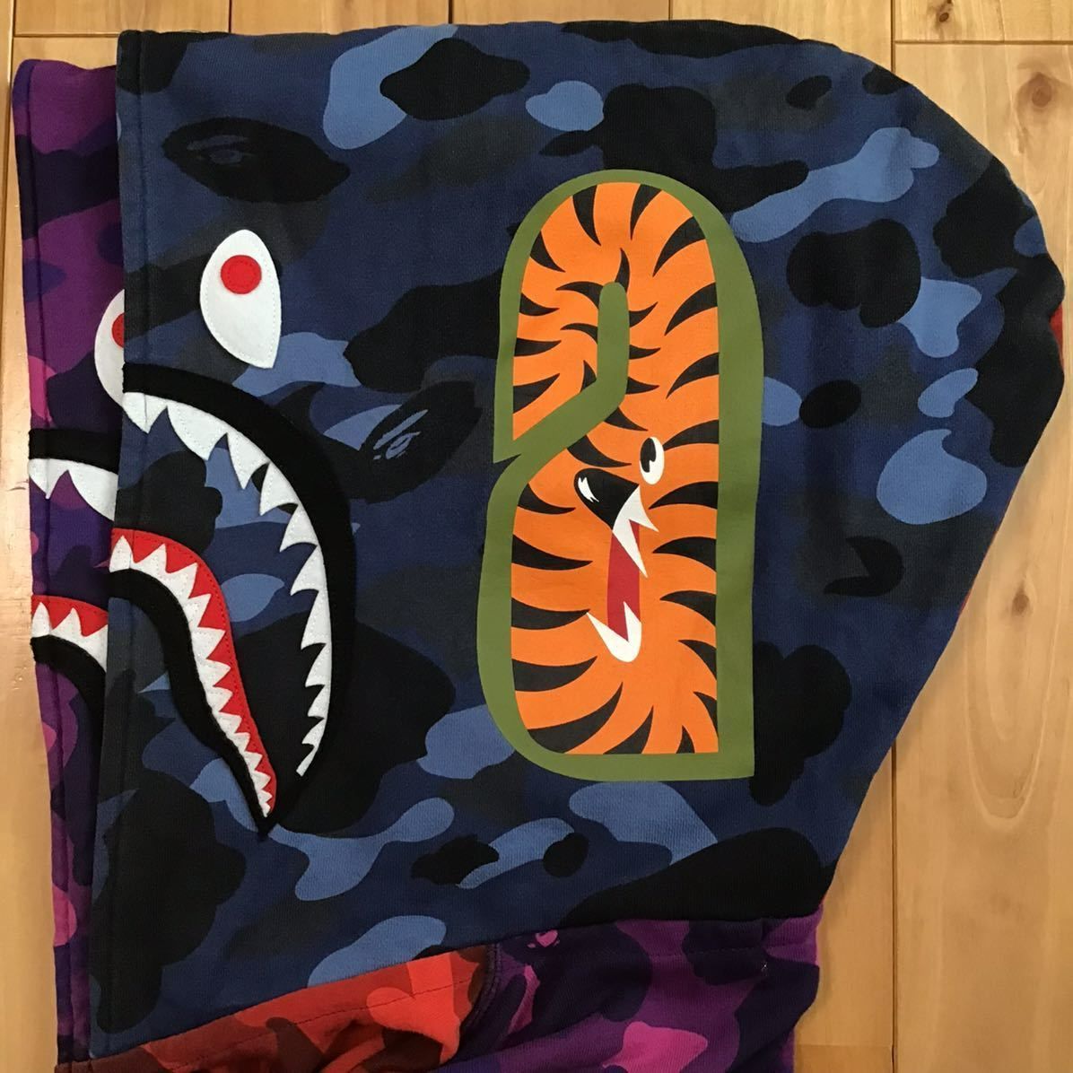 ★2XL★ Crazy camo ダブル シャーク パーカー double shark full zip hoodie a bathing ape BAPE エイプ ベイプ 迷彩 XXL