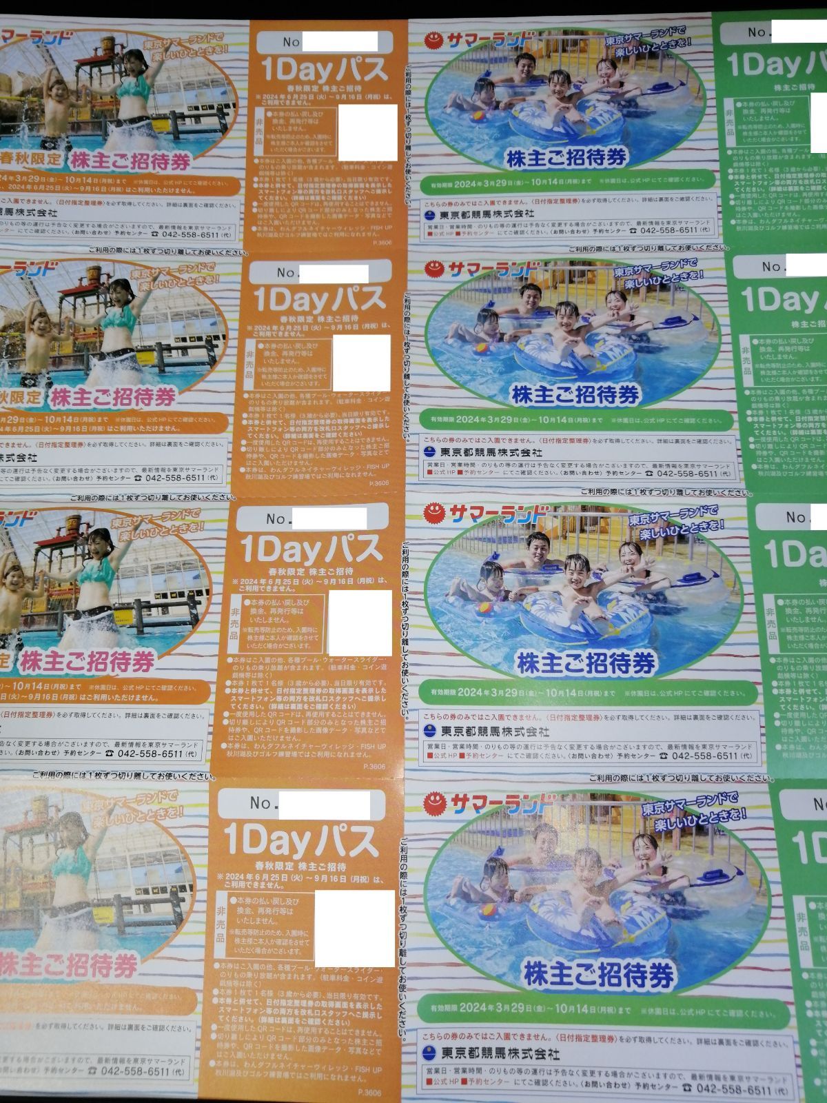 【スパ2点おまとめ】Happy様★専用ページ 東京サマーランドの株主優待券 1Dayパス 8枚 【公式通販】
