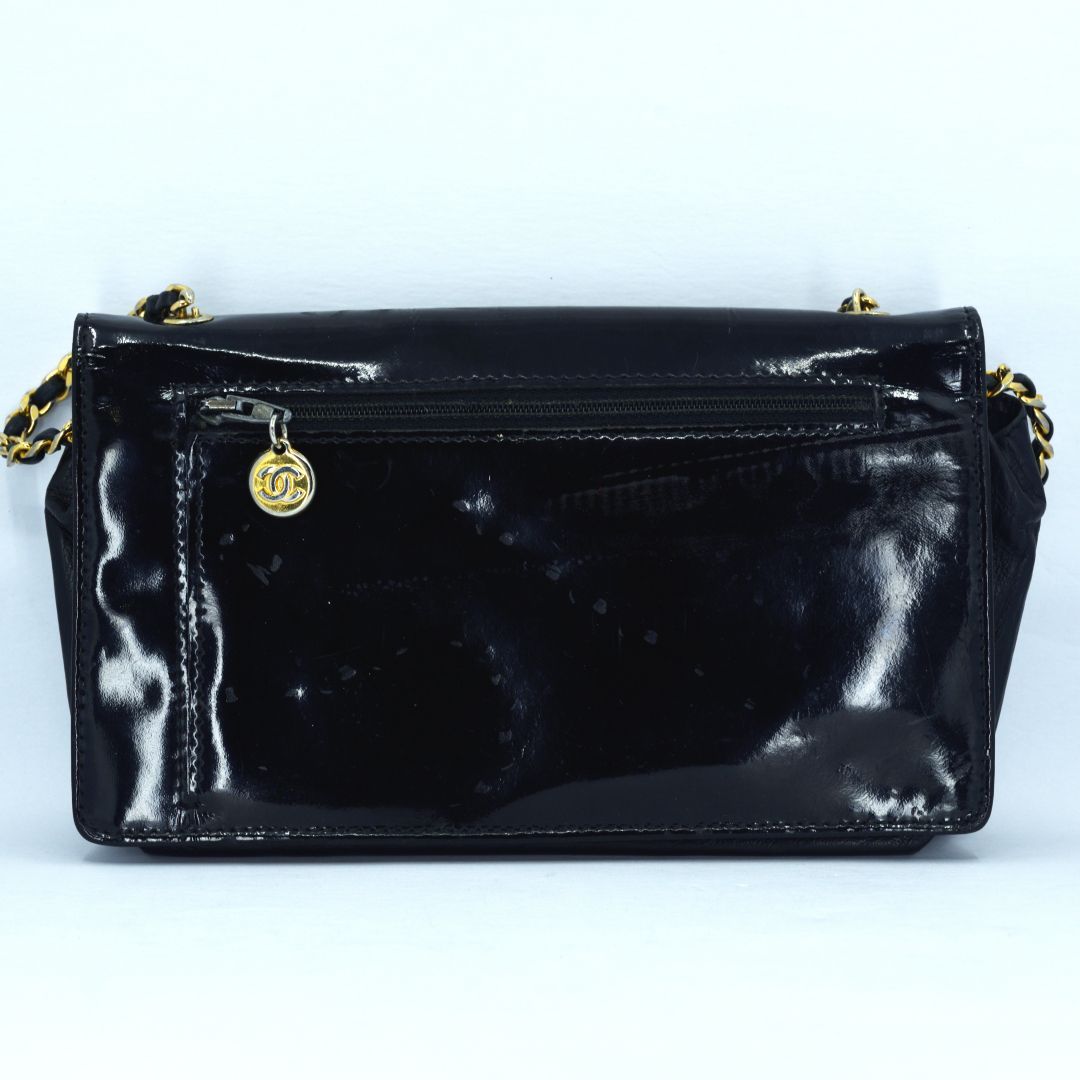 シャネル ストラスCC ココマーク チェーンウォレット エナメル Y03868 CHANEL シャネル ストラスCC ココマーク チェーンウォレット