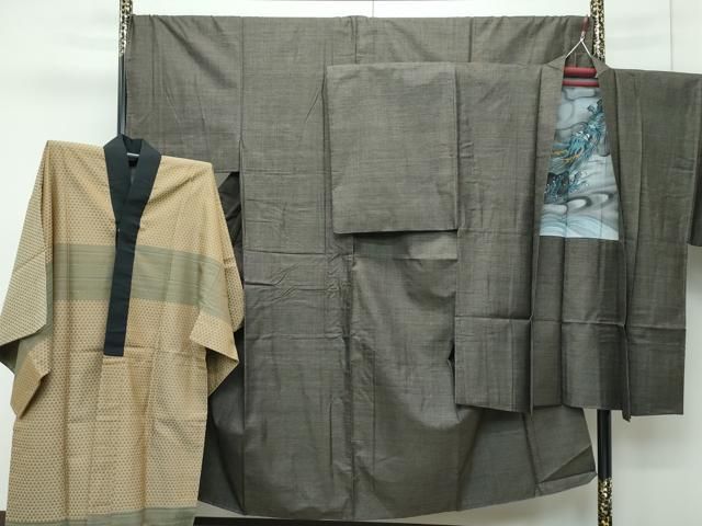 平和屋着物極上　男性　本場大島紬　アンサンブル・長襦袢セット　100亀甲　総詰め　逸品　CZAA3302s5
