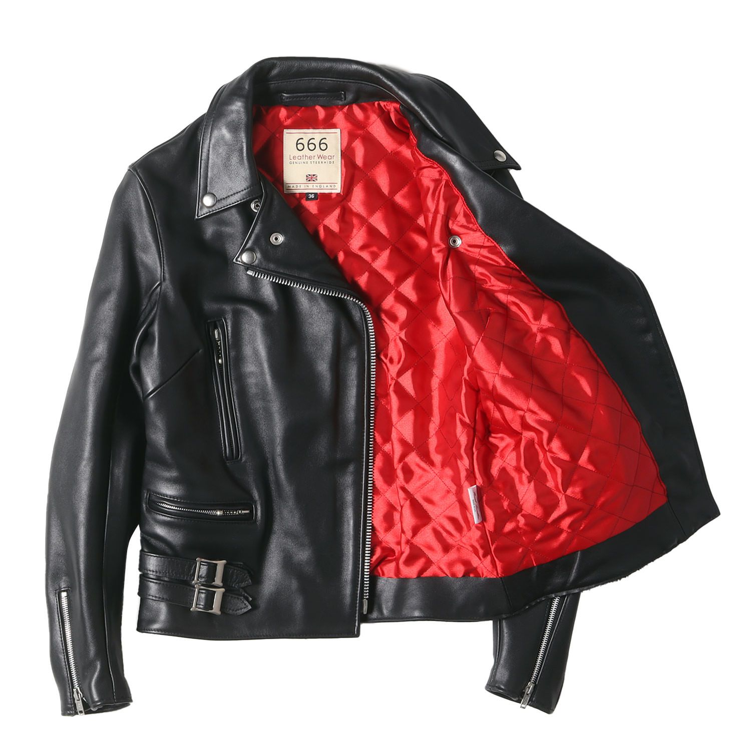 666 ダブルライダースジャケット 36 ブラック