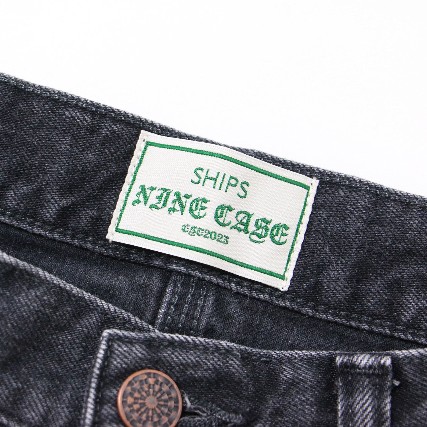 SHIPS シップス NINE CASE ナインケース パンツ デニム ブラック 黒 M ボトムス ジーンズ ジーパン ストレート ハイウエスト  カットオフ コットン 綿 23年秋冬 日本製 ブランド カジュアル シンプル【レディース】