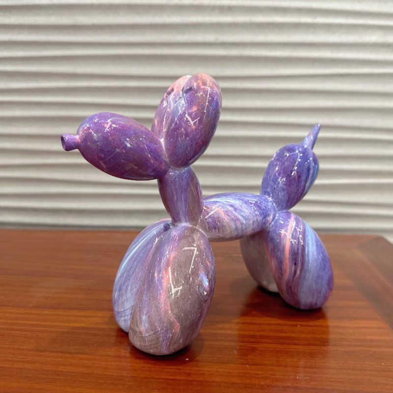 犬 ドッグ 彫刻 オブジェ 置物 バルーン シンプル パープル ピンク 紫 パステルカラー フィギュア デスク ディスプレイ アクセント ホーム 家 オフィス 樹脂製