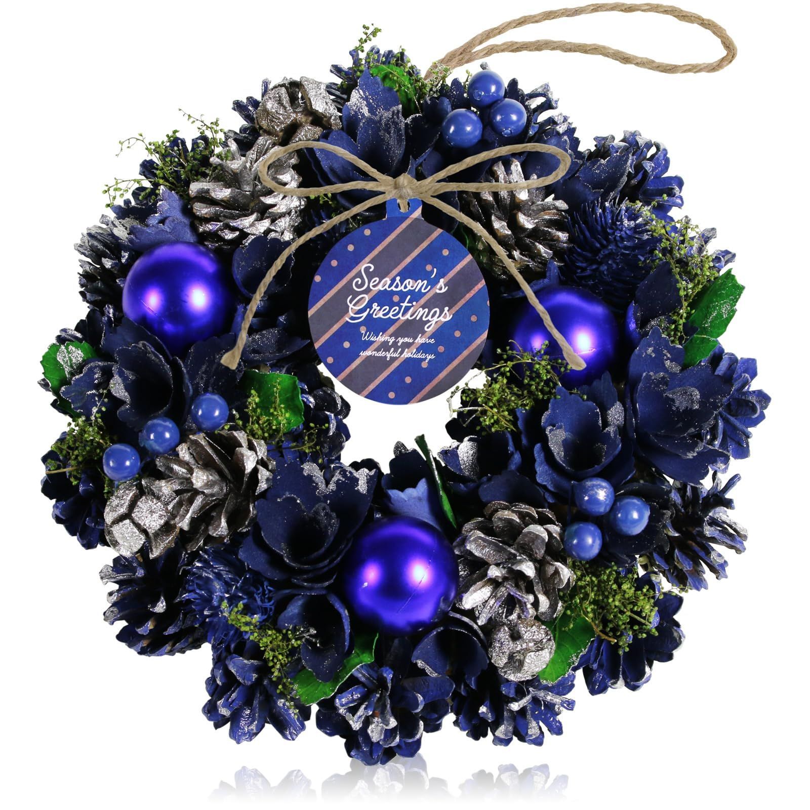 【大人気】Morikuru(Ririsu) クリスマスリース 直径 25cm 飾り 玄関ドア用 リース クリスマス飾り 青 SG Wonder zone SG09-01 ブルー