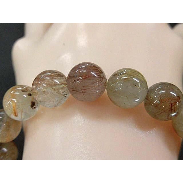 天然石 金・銅針ルチルクォーツ10.5～11mm玉 内周18.5cm 171221561 日本製