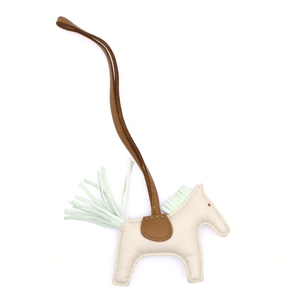 HERMES エルメス ロデオPM アニューミロ レザーバッグチャーム ベージュ B刻印