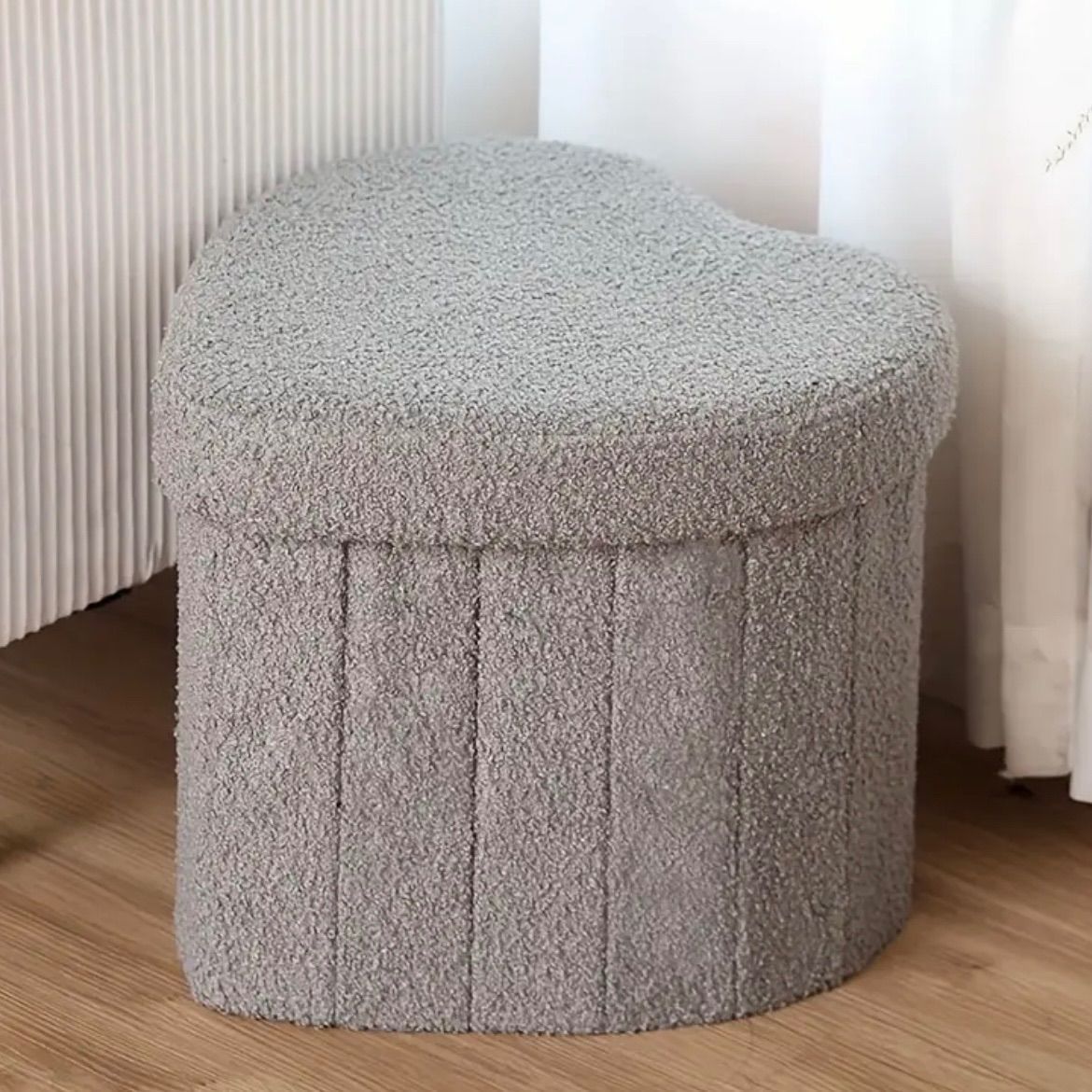 チェア 椅子 スツール おしゃれ 北欧 ハート型 ハート 収納 スツール 収納スツール ソフトフリース 折りたたみ式 家庭 オフィス リビングルーム ダイニングルーム キッズルーム 子供部屋 キッズ 子供 かわいい おしゃれ ユニーク 個性的 グレー 灰色 MARWIL-DEMENAGEMENTS_CH