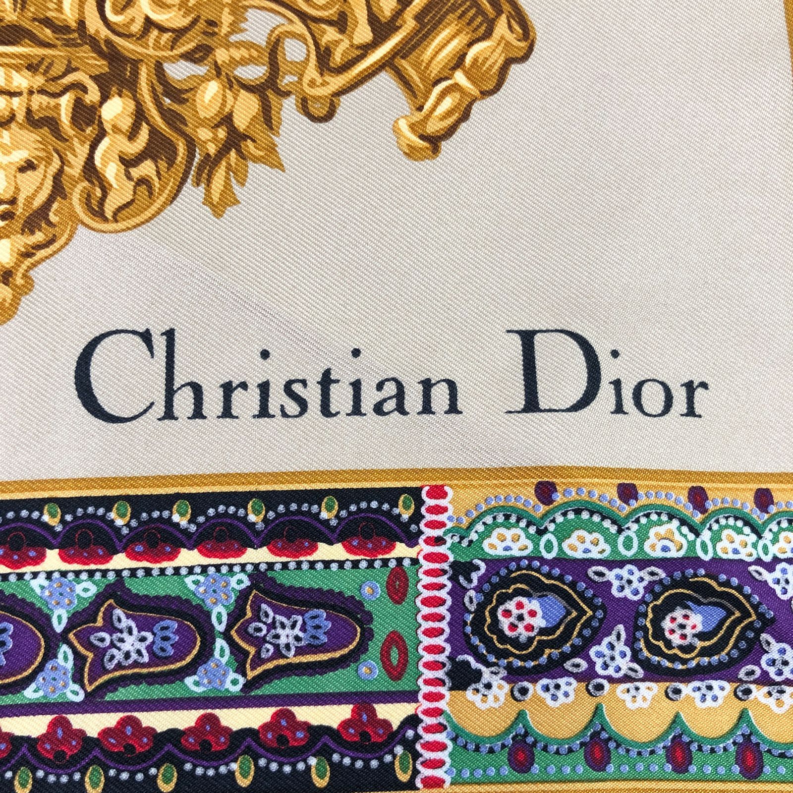 Christioan Dior クリスチャンディオール シルク100% ストール スカーフ 絹 小物 24h菊