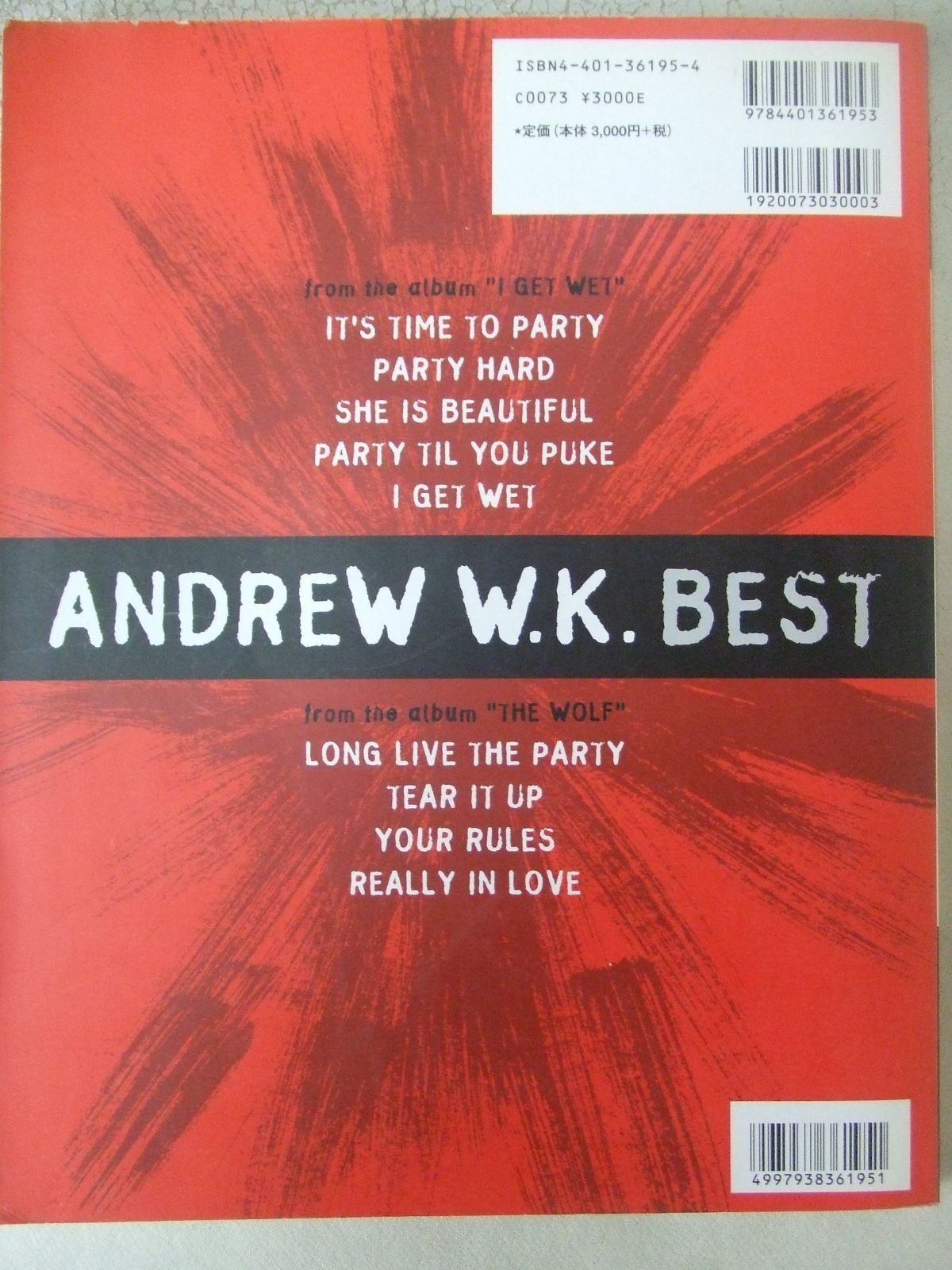 BS アンドリューW.K.・ベスト (バンド・スコア)