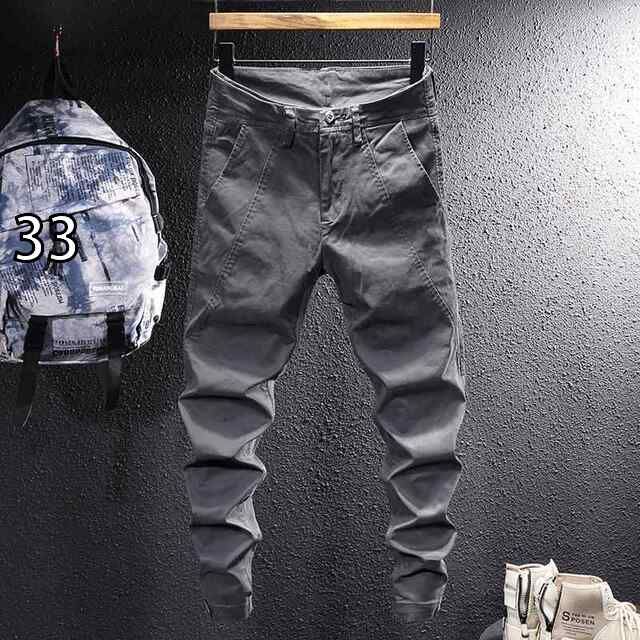 33 メンズ ファッション 服 オシャレ シンプル 大人 かっこいい 大きいサイズ ストリート 紳士服 春 無地 ファッション ズボン グレー 韓国スタイル カジュアル パンツ スリムフィット
