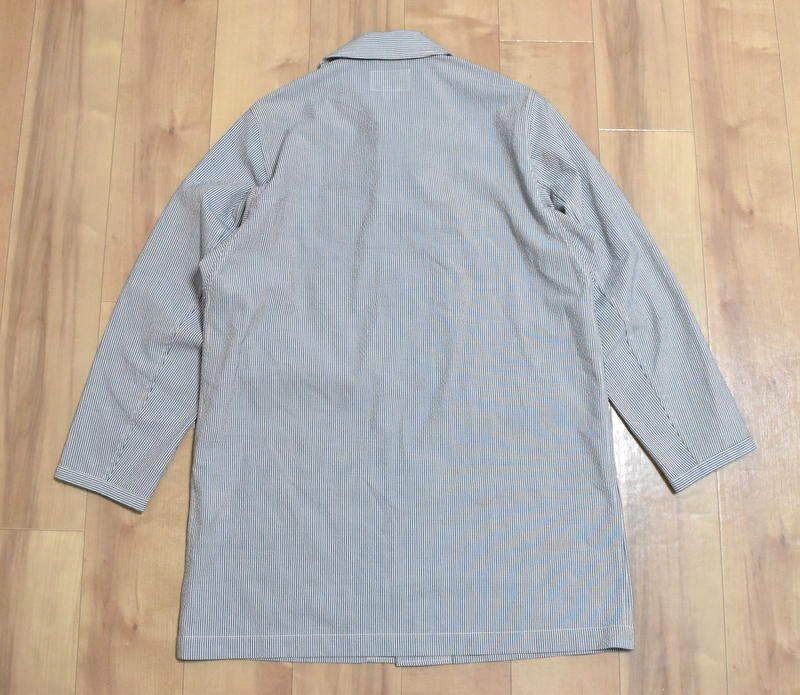 新品 nanamica ストライプ シアサッカー ステンカラーコート M