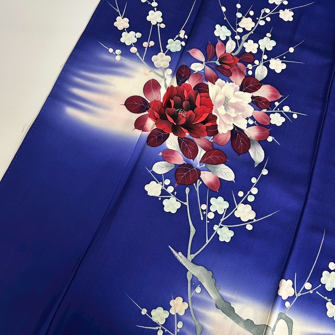 訪問着 正絹 叩き染 花柄 着物 美品 おすすめ たたき染め 正絹訪問着