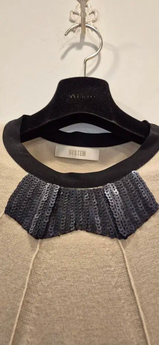 きれいめカジュアル SYSTEM スパンコール 装飾 ニット トップス