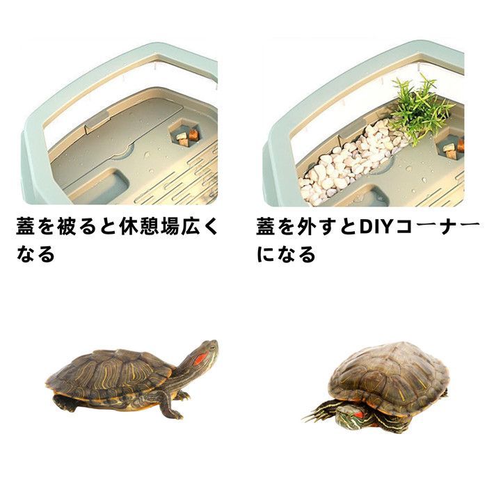 タートルタンク 亀 水槽 大型 プラスチック カメ用水槽 飼育ケース ケージ ボックス 大きい ボックス カメ槽 排水孔 ペット用品 爬虫類 両生類 アクセサリー 飼 亀飼育用水槽 大型タートルタンク 爬虫類飼育ケース Tuduzo