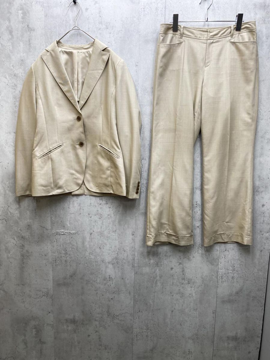 極美品✨ニューヨーカー セットアップ パンツ ノーカラー シルク混 ストレッチ NEWYORKER ニューヨーカー シルク混 薄手 セットアップ