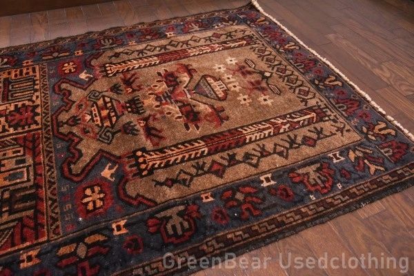 RAGU059 洋間や和室にも◎トライバルラグ 86cm×119cm ウール絨毯 アンティーク家具 ヴィンテージ ギャッベ キリム RAGU059 洋間や和室にも◎トライバルラグ 86cm×119cm ウール絨毯