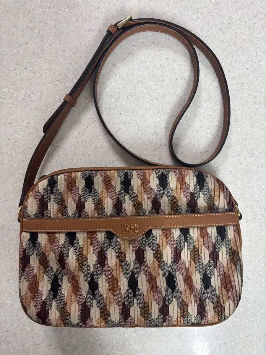 ダックス DAKS ブラウンチェック プリーツ クロスバック