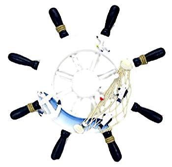 非常に良い】マリンテイスト たっぷり インテリア用 木製 船の 舵